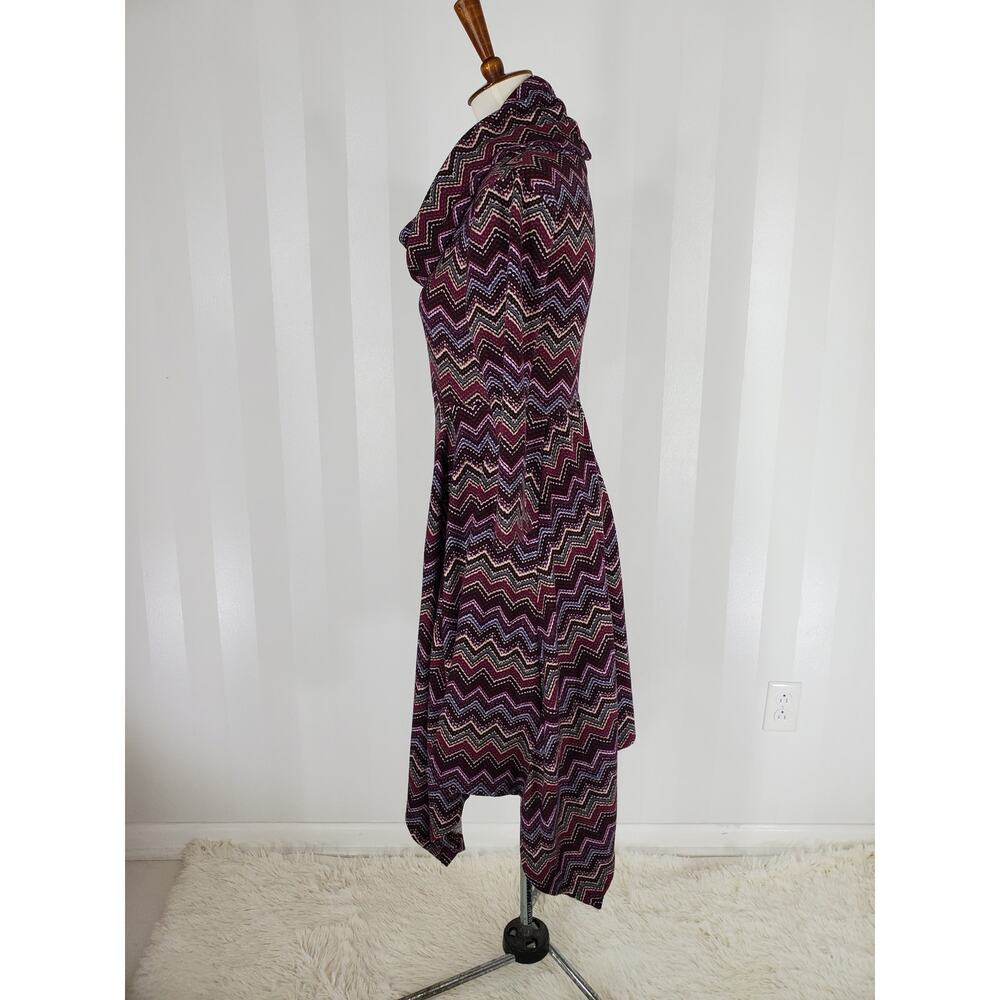 COREY P Women's Multicolor Cowl Neck Handkerchief Hemline Sweater Dress Sz S - Picture 3 of 10